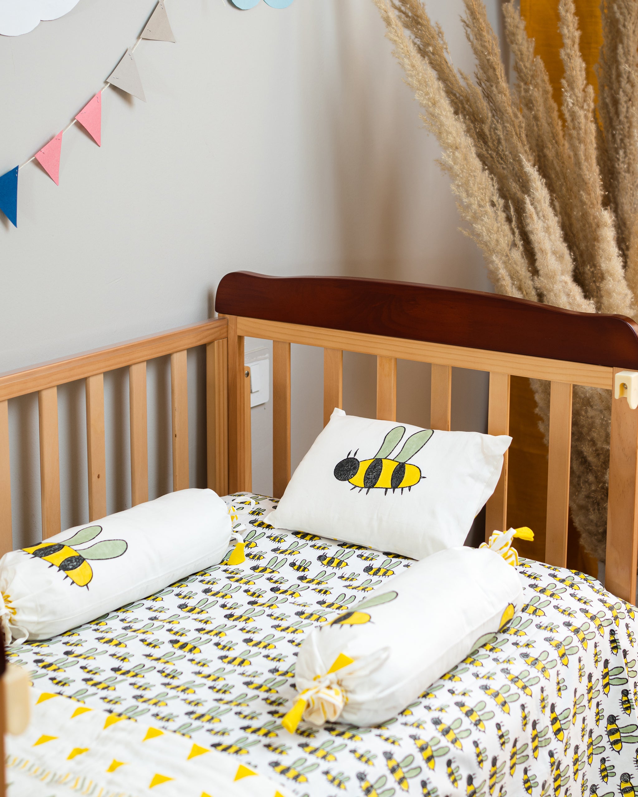 Sweet Honey Bee Pillow & Bolster Set