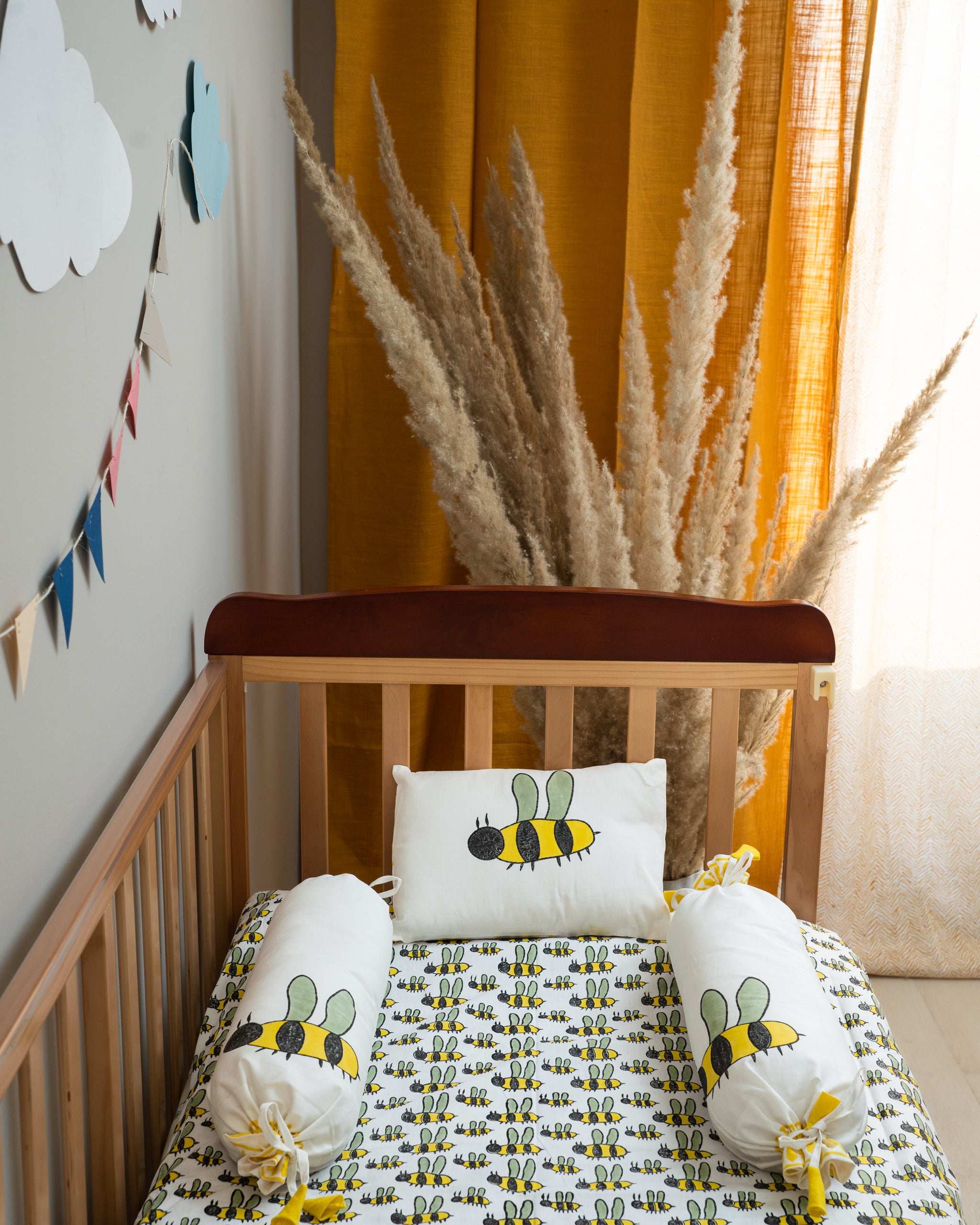 Sweet Honey Bee Pillow & Bolster Set