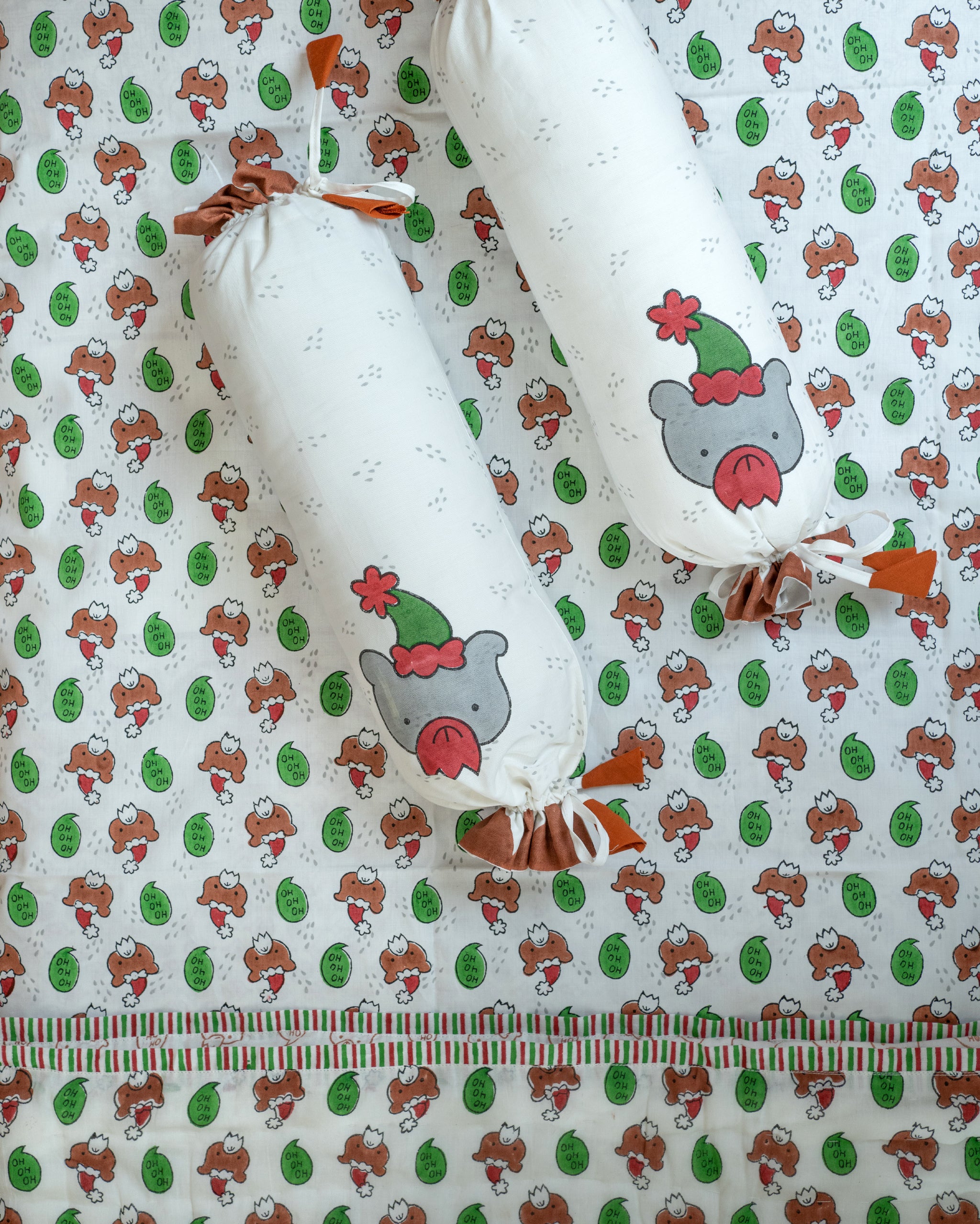 Playful Cartoon Pillow & Bolster Set