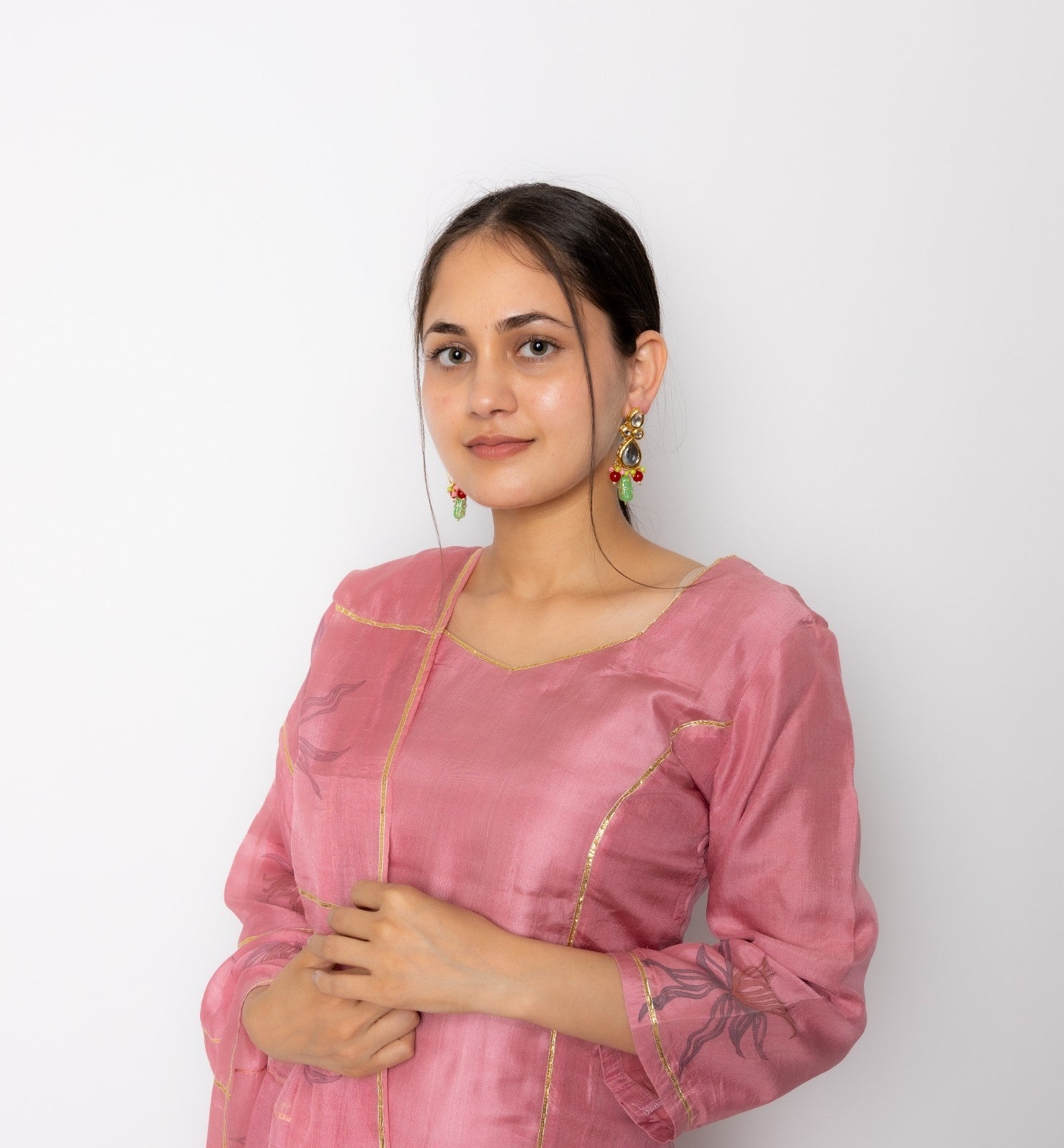 Regal Essence silk Hand Block Printed A-Line Kurta set