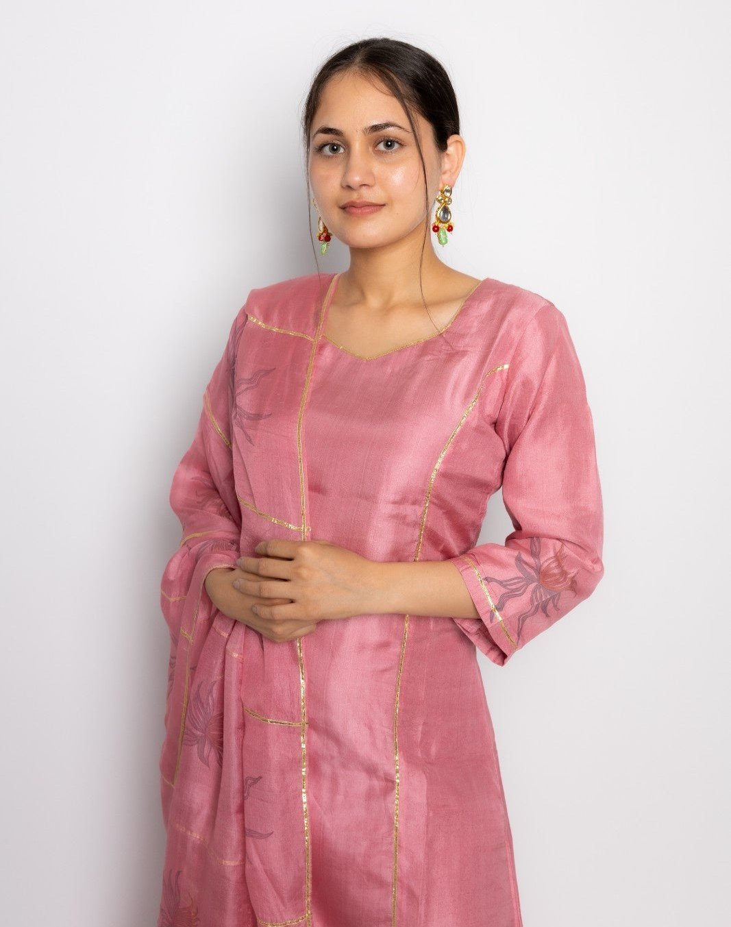 Regal Essence silk Hand Block Printed A-Line Kurta set