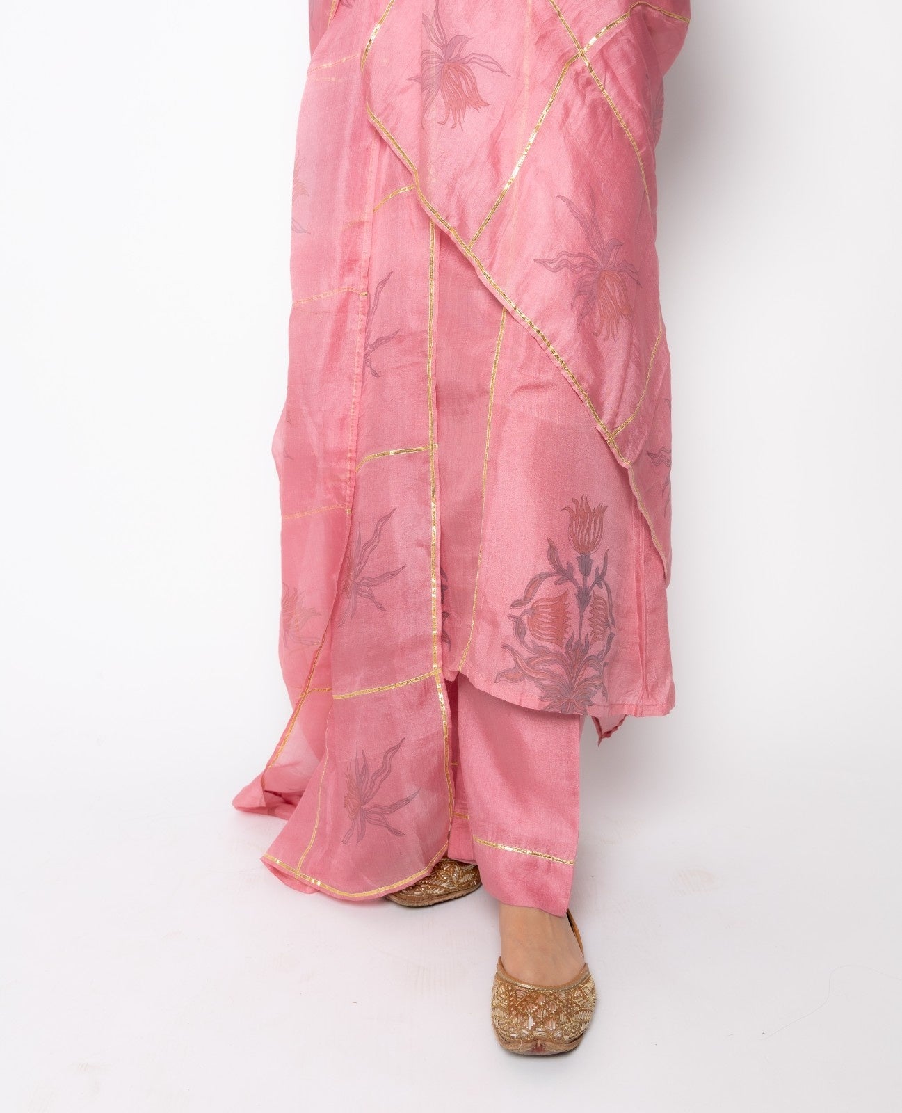 Regal Essence silk Hand Block Printed A-Line Kurta set